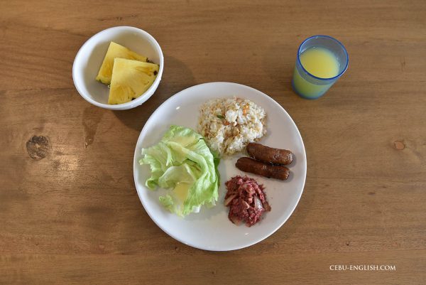 セブ島EV Academyの朝食の例