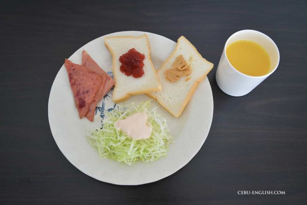セブ島留学3D ACADEMY＋ZENの朝食例