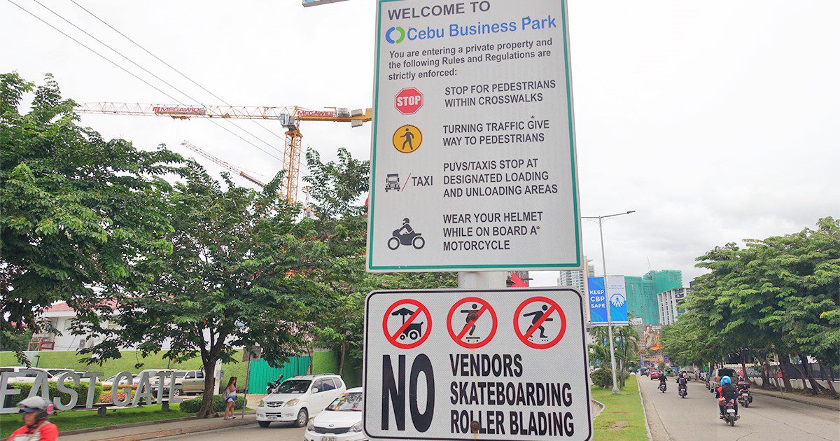 Cebu Business Parkセブビジネスパークの交通ルール注意書き
