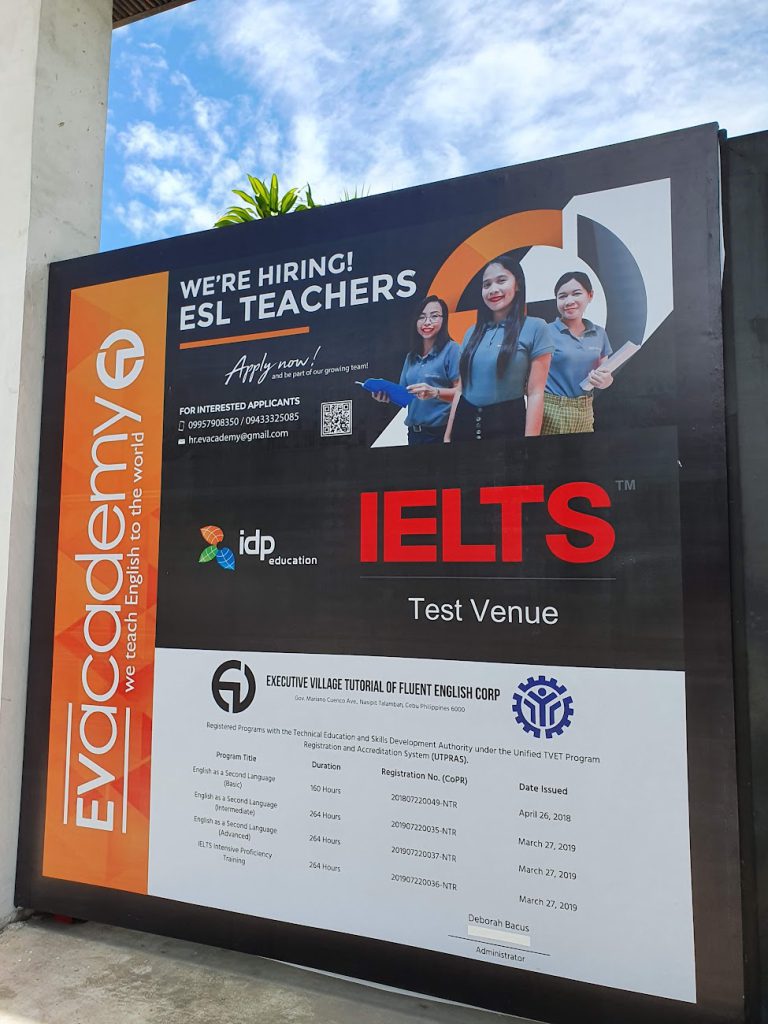 セブ島留学EV Academy（イーブイアカデミー）はIELTS試験会場でもある