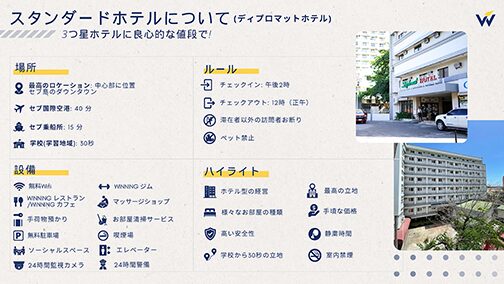 セブ島留学_Winningシティキャンパス_スタンダード（ディプロマットホテル）