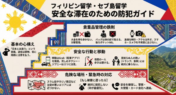フィリピン留学の防犯対策を図解